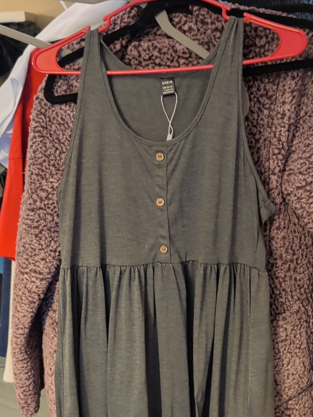 Dark Gray Scoop Neck Tank Dress